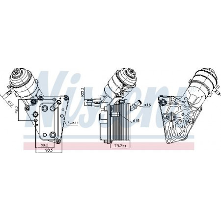 Radiator ulei. ulei motor Oil radiator with oil filter housing CADILLAC BLS FIAT CROMA OPEL ASTRA H ASTRA H GTC SIGNUM VEC Nissens 91347