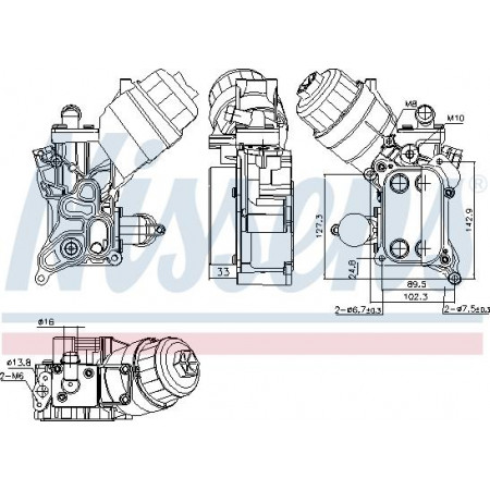 Ölkühler. Motoröl Ölkühler mit Ölfiltergehäuse ALFA ROMEO MITO CHEVROLET AVEO FIAT DOBLO DOBLO CARGO DOBLO OPEL ASTRA H CLASSIC (A04), Schrägheck, 01.2009 - Nissens 91355