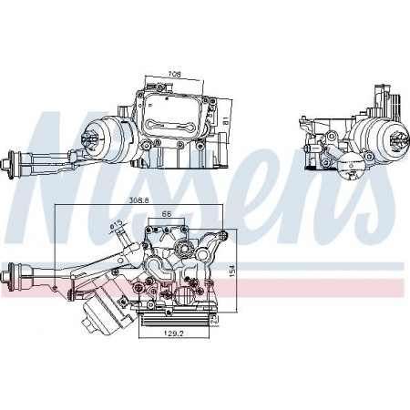 Radiator ulei. ulei motor Oil radiator with housing fits. FIAT DOBLO DOBLO CARGO FIORINO FIORINO-MINIVAN TIPO OPEL COMBO TOUR CO Nissens 91352