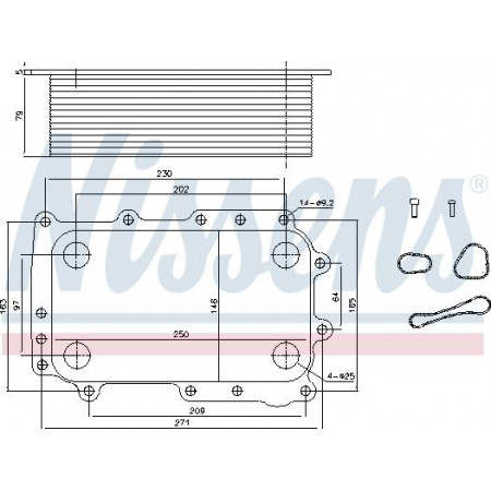 Radiatore dell'olio. olio motore Radiatore olio 250x79x146mm DAF CF XF 106 MX-11210-PX-7239 10.12- Nissens 91305