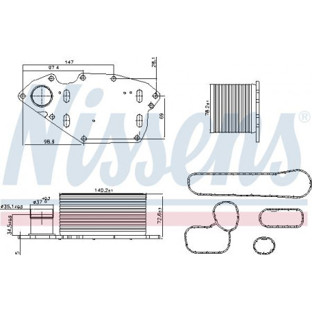 Radiatore dell'olio. olio motore Il radiatore dell'olio si adatta. NISSAN NV400 OPEL MOVANO B RENAULT MASTER III 2.3D 02.10- OPEL MOVANO B (X62), Telaio di supporto, 05.2010 - Nissens 91303