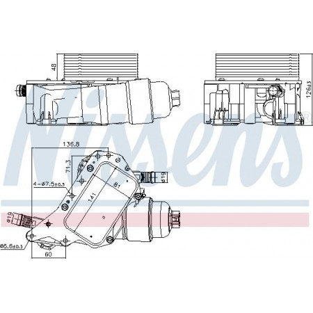 Refroidisseur d'huile. huile moteur Le radiateur d'huile avec boîtier de filtre à huile s'adapte. MERCEDES VITO MIXTO DOUBLE CABINE VITO TOURER W447 VITO W447 Nissens 91339