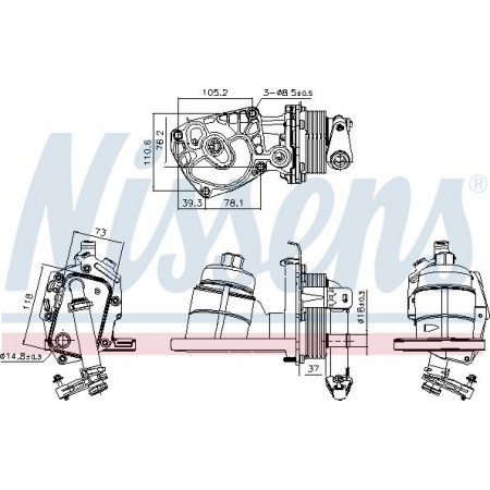 Radiator ulei. ulei motor Oil radiator with filter housing CITROEN C5 II C5 III C6 C8 C-CROSSER C-CROSSER ENTERPRISE FIAT Nissens 91325