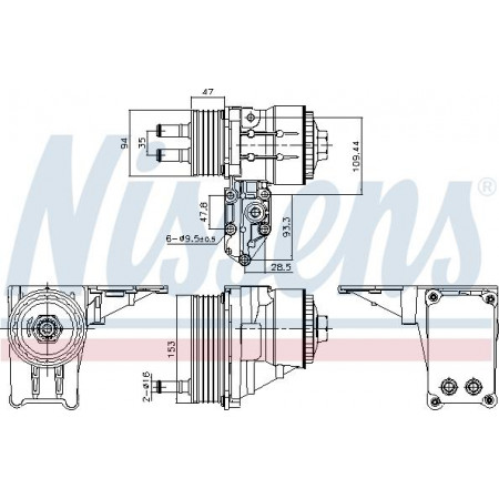 Refroidisseur d'huile. huile moteur Radiateur d'huile avec boîtier FORD TRANSIT LAND ROVER DEFENDER 2.4D 01.00-02.16 Nissens 91328