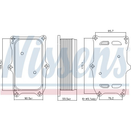 Oil cooler. engine oil Oil cooler 130x60x193mm MERCEDES ATEGO 3 OM934.911-OM934.913 04.13- MERCEDES-BENZ ATEGO 3 (967PKX3), 04.2013 - Nissens 91256