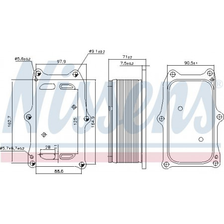 Oil cooler. engine oil Oil cooler 130x73x195mm MERCEDES ACTROS MP4 - MP5 ANTOS AROCS ATEGO 3 CITARO O 530 MERCEDES-BENZ INTOURO, Bus, 01.2005 - Nissens 91233