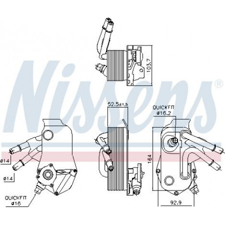 Radiatore di raffreddamento dell'olio. cambio automatico Il radiatore dell'olio è adatto. BMW 1 E82 1 E88 3 E90 3 E92 3 E93 3 F30 F80 3 F31 Z4 E89 3.0 0 BMW 1 (E88), Cabriolet, 12.2007 - 12.2013 Nissens 91224