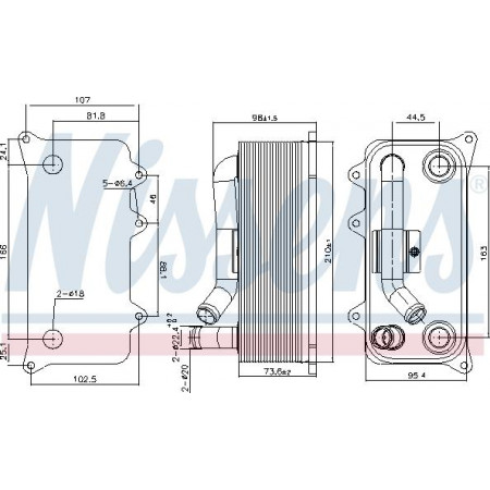 Enfriador de aceite. aceite de motor Radiador de aceite AUDI A6 C6 A8 D3 R8 R8 SPYDER LAMBORGHINI GALLARDO GALLARDO SPYDER HURACAN HURACAN AUDI R8 Spyder (4S9, 4SR), Spider, 05.2016 - Nissens 91273