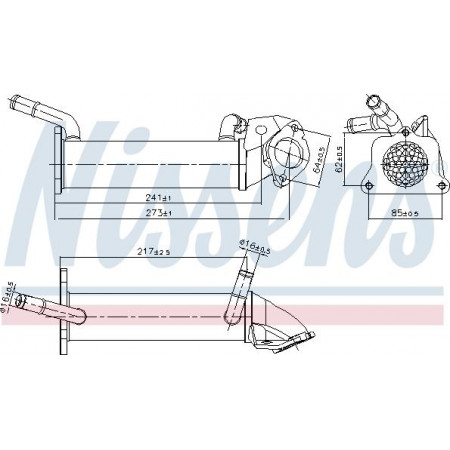 Radiator. uitlaatgasrecirculatie Uitlaatgasradiator CITROEN JUMPER FORD TOURNEO CUSTOM V362 TRANSIT TRANSIT CUS Nissens 989401