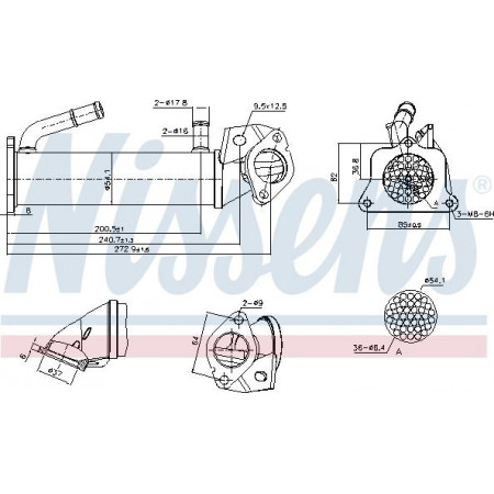 Radiator. uitlaatgasrecirculatie Uitlaatgasradiator FORD RANGER TRANSIT TRANSIT V363 2.2D-3.2D 04.11- Nissens 989322