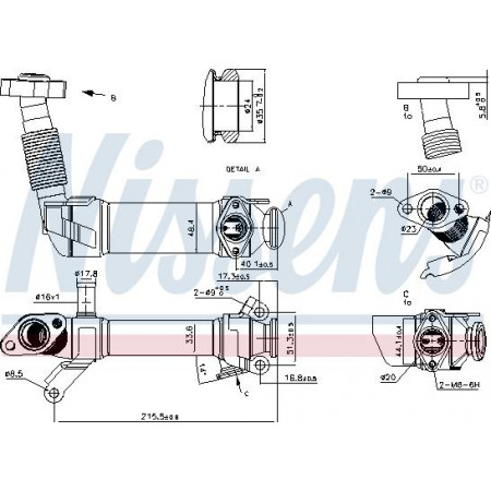 Radiador. recirculação de gases de escape Radiador de gases de escape BMW 1 E87 3 E46 3 E90 3 E91 3 E92 3 E93 5 E60 5 E61 6 E63 6 Nissens 989281