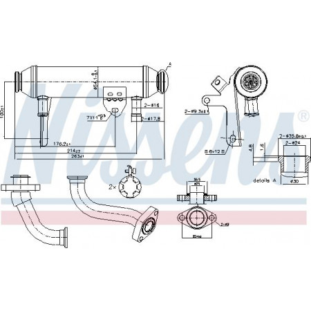 Radiator. uitlaatgasrecirculatie Uitlaatgasradiator ALFA ROMEO 147 156 FIAT BRAVO I BRAVO II DOBLO DOBLO-MINIVA Nissens 989283