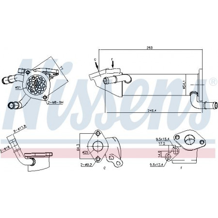Radiator. uitlaatgasrecirculatie Uitlaatgasradiator CITROEN JUMPER FIAT DUCATO FORD TRANSIT TRANSIT TOURNEO PEU Nissens 989282