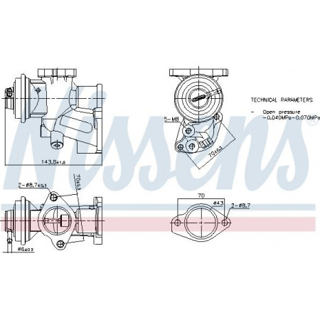 Válvula EGR A válvula EGR se encaixa. OPEL ASTRA G ASTRA G-KOMBI COMBO TOUR COMBO-MINIVAN CORSA C CORSA C-HATCHBACK 1.7D 02.98- Nissens 98476