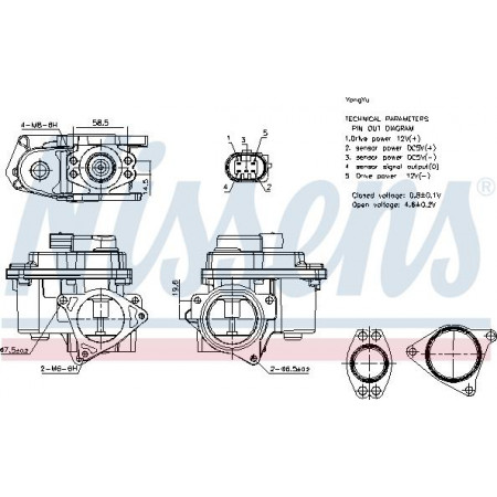 Supapa EGR Valva EGR AUDI A3 A4 ALLROAD B8 A4 B8 A5 A6 C6 Q5 TT DODGE JOURNEY SEAT ALTEA ALTEA XL EXEO EXEO ST LE VW BEETLE (5C1, 5C2), Hatchback, 04.2011 - 07.2019 Nissens 98192