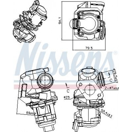 EGR valve EGR valve VOLVO C30 S40 II S80 II V50 V70 III CITROEN BERLINGO BERLINGO MULTISPACE BERLINGO-MINIVAN C2 PEUGEOT 307 SW (3H), Tourism, 03.2002 - 12.2009 Nissens 98150