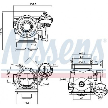 Válvula EGR VW MULTIVAN V (7HM, 7HN, 7HF, 7EF, 7EM, 7EN), Van, 04.2003 - 08.2015 Nissens 98162