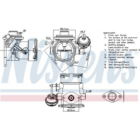 Valvola EGR Valvola EGR VW TOUAREG 2.5D 01.03-05.10 VW TOUAREG (7LA, 7L6, 7L7), Crossover, 10.2002 - 01.2013 Nissens 98297