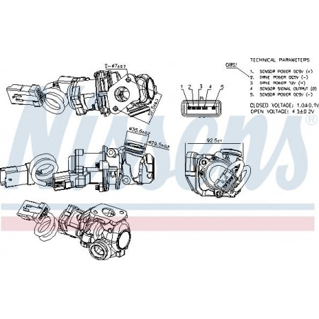 Válvula EGR Válvula EGR VOLVO C30 S40 II V50 FORD FOCUS C-MAX FOCUS II 1.6D 10.03-12.12 FORD FOCUS II (DA_, FFS, DS), Touring, 07.2004 - 09.2012 Nissens 98244