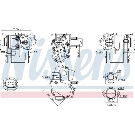 Supapa EGR EGR valve AUDI A3 SKODA OCTAVIA II VW EOS GOLF PLUS V GOLF V JETTA III PASSAT B6 POLO TOURAN 1.4-1.6 02.02-10.1 Nissens 98236