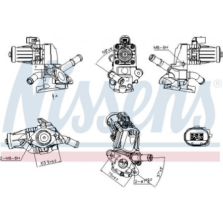 Supapa EGR EGR valve CITROEN JUMPER FORD TOURNEO CUSTOM V362 TRANSIT TRANSIT CUSTOM V362 TRANSIT V363 LAND ROVER DEFENDER Nissens 98238