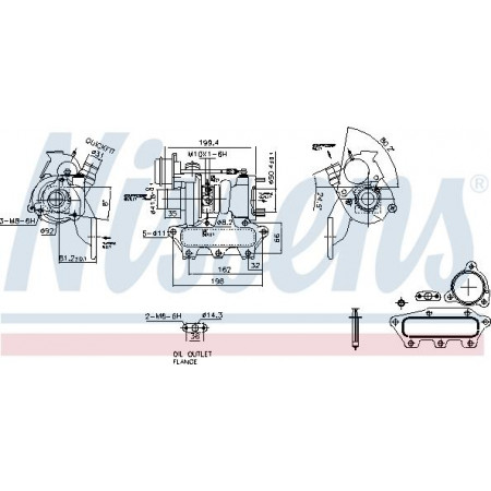 Turbocompresor Nuevo DACIA LOGAN II LOGAN MCV II SANDERO II RENAULT CAPTUR I CLIO IV CLIO IV-HATCHBACK CLIO IV-KOMB SMART FORTWO (453), Compartimiento, 07.2014 - Nissens 93423