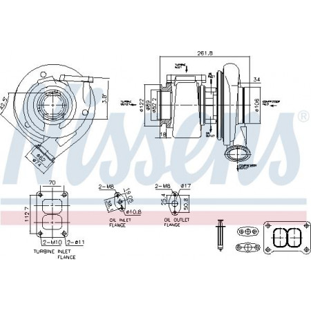 Turbocompressor Turbocompressor com kit de montagem RVI PREMIUM 2 DXi11 10.05- Nissens 93599