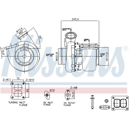 Turbocompresseur Turbocompresseur avec kit de montage SCANIA 4 PGRT DC12.01-DT12.14 05.95- Nissens 93581