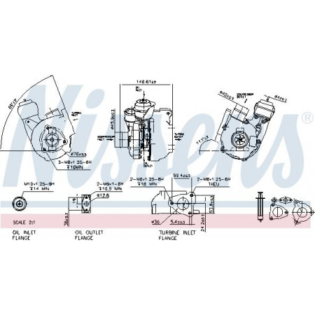 Turbocharger New with gasket set KIA CERATO I 1.5D 07.05- KIA CERATO (LD), Hatchback, 03.2004 - Nissens 93039