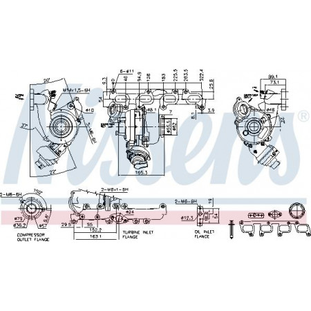 Turbocharger New with gasket set AUDI A3 SEAT ALTEA ALTEA XL LEON SKODA OCTAVIA II SUPERB II YETI VW BEETLE VW JETTA III (1K2), Sedan, 09.2004 - 10.2010 Nissens 93076