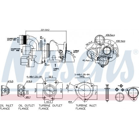 Turbocharger New with gasket set MINI R56 R57 R58 R59 CLUBMAN R55 COUNTRYMAN R60 PACEMAN R61 1.6 10.06-10.1 MINI Cooper II (R58), Compartment, 12.2010 - 05.2015 Nissens 93154