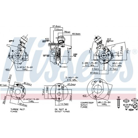Turbocharger New with gasket set NISSAN ALMERA II ALMERA TINO PRIMERA X-TRAIL I 2.2D 06.01- NISSAN ALMERA TINO (V10), Dubita, 12.1998 - 02.2006 Nissens 93150