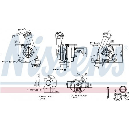 Turbocompresor Nuevo con juego de juntas. VW MULTIVAN T5 TRANSPORTER T5 2.5D 04.03-11.09 VW TRANSPORTER V (7JD, 7JE, 7JL, 7JY, 7JZ, 7FD), Marco de soporte, 04.2003 - 08.2015 Nissens 93118