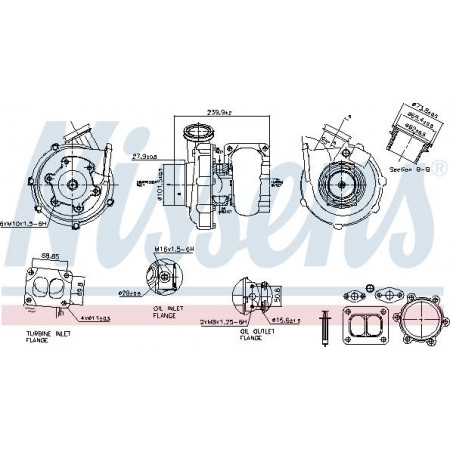 Turbocompressor com kit de montagem MAN TGA TGS I D2066LF01-D2066LF39 12.00- Nissens 93390
