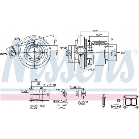 Turbocharger with installation kit SCANIA 4 4 BUS PGRT DC11.01-DT12.14 01.96- Nissens 93301