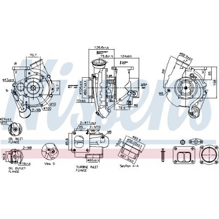 Turbocompresor Turbocharger with fitting kit MERCEDES ATEGO ATEGO 2 AXOR AXOR 2 ECONIC ZETROS OM902.913-OM926.990 01.98- Nissens 93299