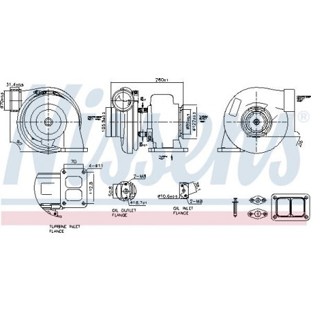 Turbocompresseur Turbocompresseur avec kit de montage VOLVO B12 FH12 FL12 FM12 NH12 D12A340-D12D460 01.91- Nissens 93294