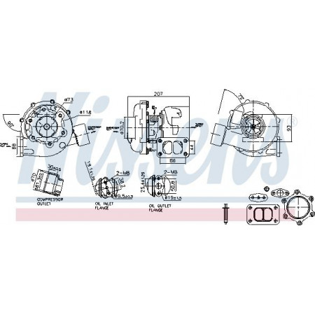 Turbocompresor Turbocharger with fitting kit MERCEDES NG O 303 O 330 SK OM422.951-OM442.980 08.73- Nissens 93298