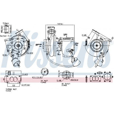 Turbocompresseur Turbocompresseur avec kit de montage MERCEDES AXOR AXOR 2 OM457.910-OM457.981 01.02- Nissens 93297