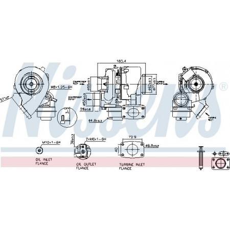 Turbocompresseur neuf avec jeu de joints. VW CRAFTER 30-35 CRAFTER 30-50 2.5D 04.06-05.13 VW CRAFTER 30-50 (2F_), Cadre de support, 04.2006 - 12.2016 Nissens 93202