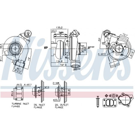 Turbocompresseur Turbocompresseur avec kit de montage adapté. RVI VOLVO FH FM FMX KERAX MAGNUM D13 D9A D9B DXI13 convient. RVI MIDLUM PREMIUM 2 Nissens 93759