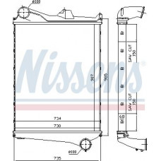 Intercooler. diametro aspirazione compressore intercooler 100 mm adatto. VOLVO FH FH II FH12 FM FM12 FM7 FM9 FMX D11A-330-D9B38 VOLVO FMX, 04.2010 - Nissens 97006