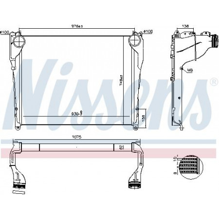 Refroidisseur intermédiaire. Compresseur Intercooler MERCEDES ACTROS MP4 - MP5 ANTOS AROCS 471.943-OM936.916 07.11- Nissens 97081