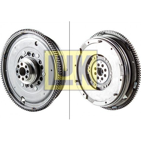Volante motor bimassa manual com rolamento guia sem kit de parafusos sem placa de ajuste de fricção VW LT VW LT 28-46 II (2DA, 2DD, 2DH), Van, 04.1996 - 07.2006 LUK 415 0208 10