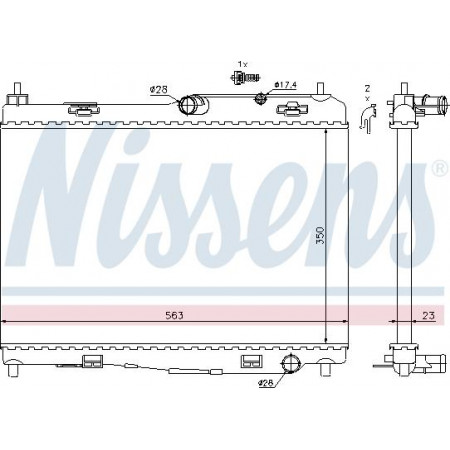 Radiator. motorkoeling Motorradiator past. FORD B-MAX FIESTA VI 1.25-1.6 FORD FIESTA VI (JA8), Bestelwagen, 08.2008 - Nissens 69235