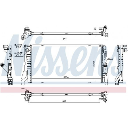 Radiator. motorkoeling Motorradiator past. BMW 2 F45 2 GRAN TOURER F46 X1 F48 X2 F39 MINI F55 F56 F57 CLUBMAN F54 COUN MINI Clubman II (F54), Toerisme, 11.2014 - Nissens 69708