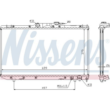 Radiator. motorkoeling Motorradiator past. TOYOTA CALDINA CARINA E VI 2.0D TOYOTA CARINA E (_T19_), Hatchback, 04.1992 - 09.1997 Nissens 64664A