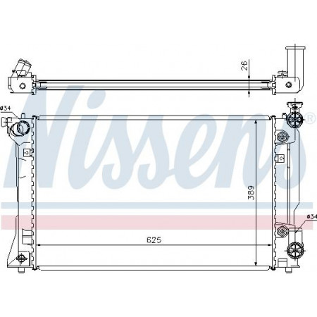 Radiator. motorkoeling Motorradiator past. TOYOTA AVENSIS 2.0-2.4 TOYOTA AVENSIS II (_T25_), Hatchback, 03.2003 - 11.2008 Nissens 64668A