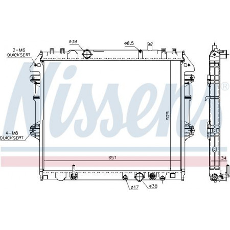 Radiator. motorkoeling Motorradiator past. TOYOTA HILUX VII 2.5D-3.0D TOYOTA HILUX VII (_N1_, _N2_, _N3_), Ridica, 08.2004 - Nissens 646897