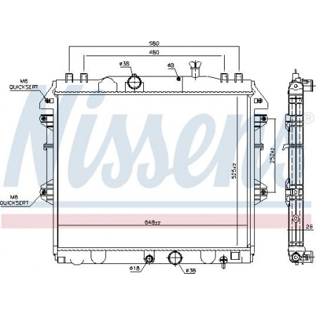 Radiador. refrigeración del motor El radiador del motor encaja. TOYOTA HILUX VII 2.5D-3.0D TOYOTA HILUX VII (_N1_, _N2_, _N3_), Ridica, 08.2004 - Nissens 646807